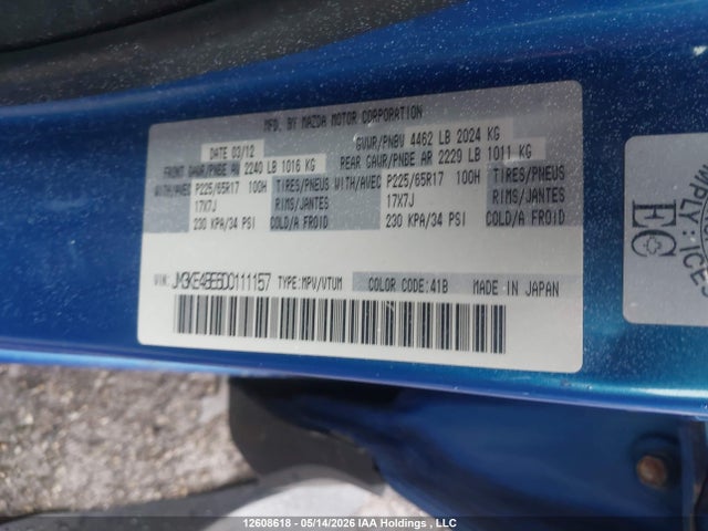 12608618 :رقم المزاد ، JM3KE4BE6D0111157 vin ، 2013 Mazda Cx-5 Sport مزاد بيع