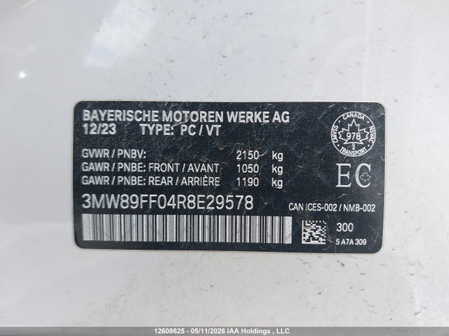 Aukcja sprzedaży 2024 Bmw 330i Xdrive, vin: 3MW89FF04R8E29578, numer aukcji: 12608625