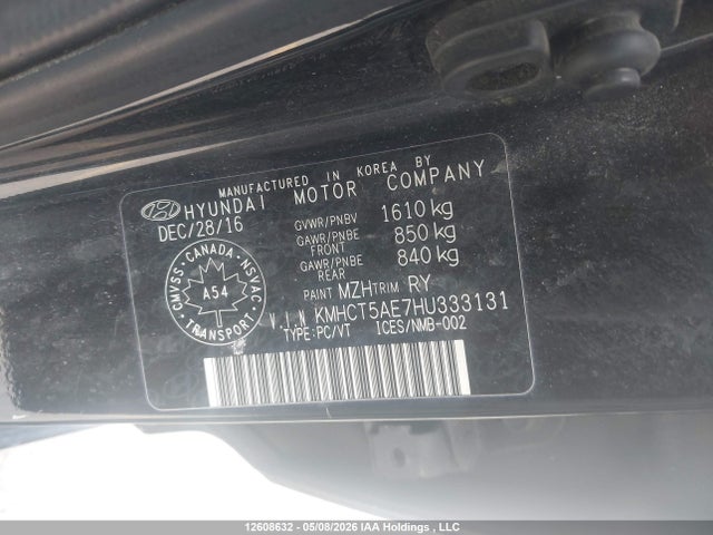Aukcja sprzedaży 2017 Hyundai Accent Se, vin: KMHCT5AE7HU333131, numer aukcji: 12608632
