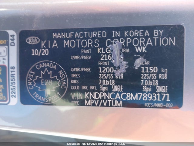 KNDPNCAC8M7893171 KIA Sportage Ex