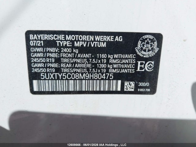 5UXTY5C08M9H80475 BMW X3 Xdrive30i