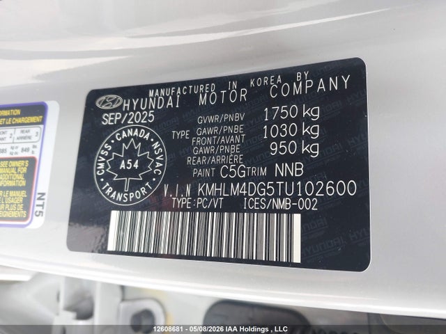 2026 Hyundai Elantra Sel Sport მანქანა იყიდება აუქციონზე, vin: KMHLM4DG5TU102600, აუქციონის ნომერი: 12608681
