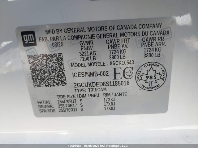 2GCUKDED8S1185016 Chevrolet Silverado K1500 Lt