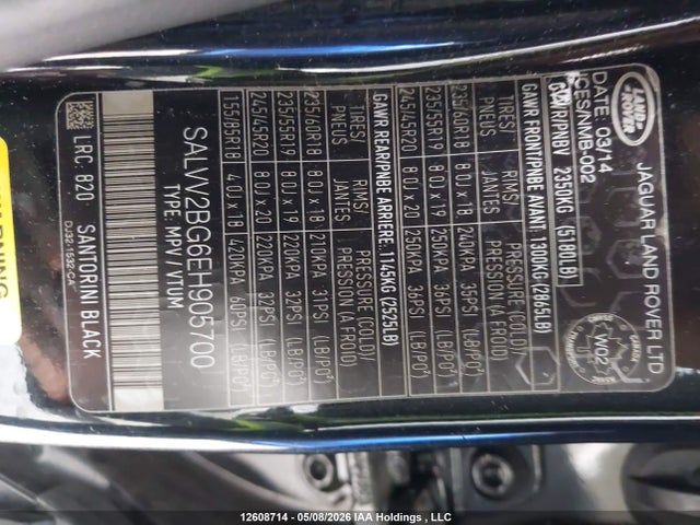 SALVV2BG6EH905700 Land Rover Range Rover Evoque Prestige