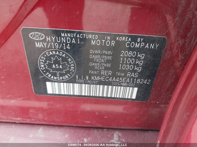 Продаж на аукціоні авто 2014 Hyundai Sonata Hybrid Hybrid, vin: KMHEC4A45EA118242, номер лоту: 12598174