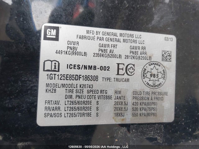Aukcja sprzedaży 2013 Gmc Sierra 2500hd Denali, vin: 1GT125E85DF186308, numer aukcji: 12605630