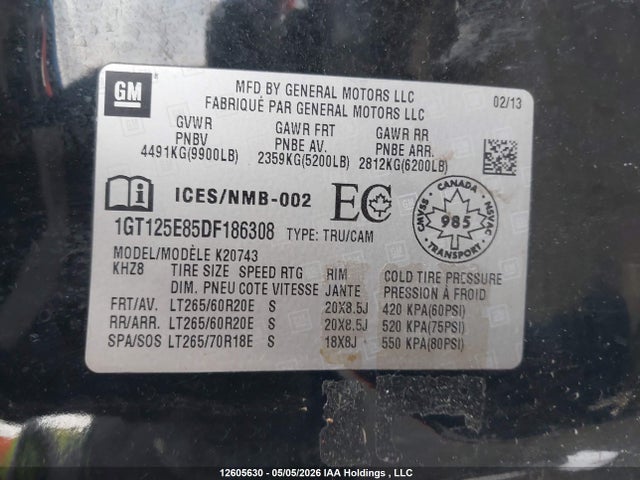 Aukcja sprzedaży 2013 Gmc Sierra 2500hd Denali, vin: 1GT125E85DF186308, numer aukcji: 12605630