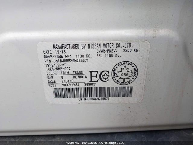 JN1BJ0RRXGM265571 Infiniti QX50