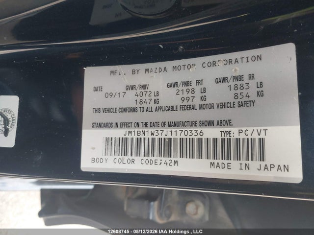 Продаж на аукціоні авто 2018 Mazda 3 Grand Touring, vin: JM1BN1W37J1170336, номер лоту: 12608745