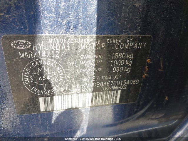 2012 Hyundai Elantra Touring Gl/gls/gls Sport/l მანქანა იყიდება აუქციონზე, vin: KMHDB8AE7CU154069, აუქციონის ნომერი: 12608747