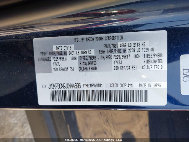 Mazda Cx-5 Touring 2018 JM3KFBCM9J0444696 Image 9
