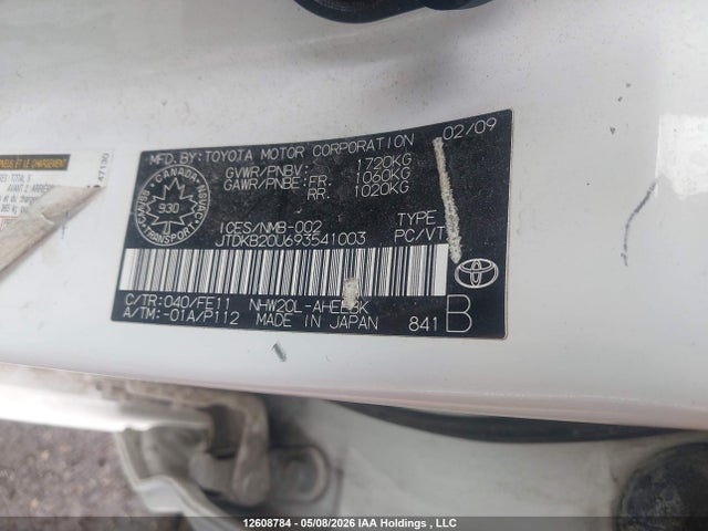 Продажа на аукционе авто 2009 Toyota Prius, vin: JTDKB20U693541003, номер лота: 12608784