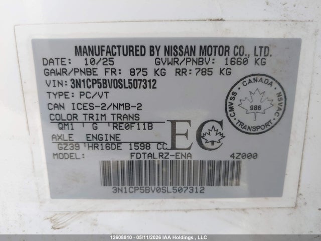 3N1CP5BV0SL507312 Nissan Kicks Play S