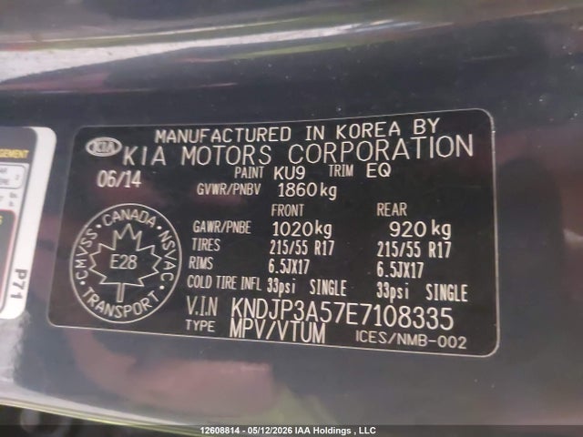 12608814 :رقم المزاد ، KNDJP3A57E7108335 vin ، 2014 Kia Soul Ex/ex+/ex+ Eco مزاد بيع