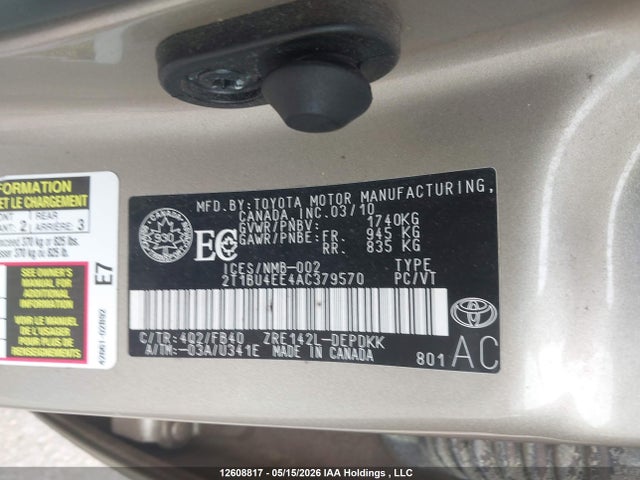 Продаж на аукціоні авто 2010 Toyota Corolla Ce, vin: 2T1BU4EE4AC379570, номер лоту: 12608817