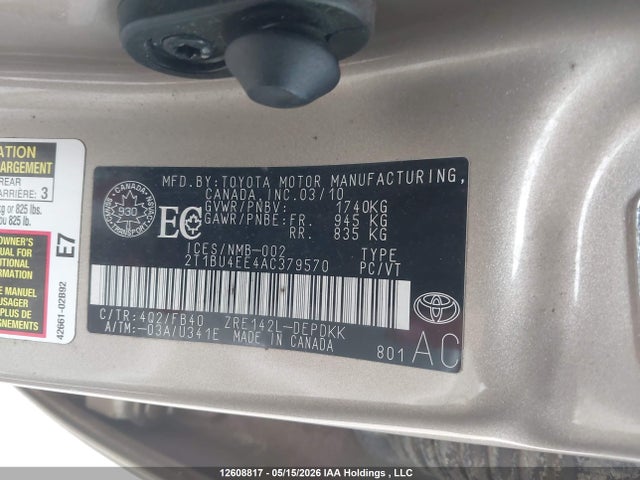 Продаж на аукціоні авто 2010 Toyota Corolla Ce, vin: 2T1BU4EE4AC379570, номер лоту: 12608817