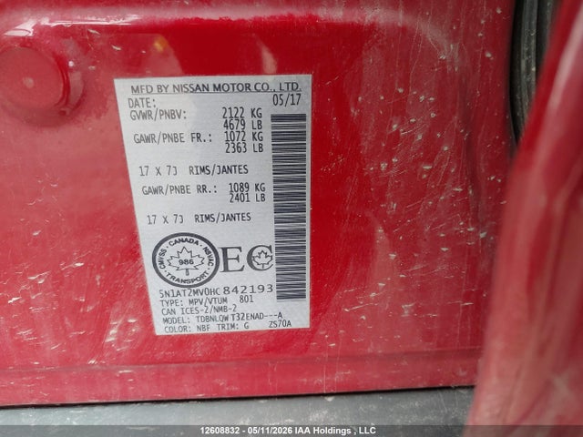 5N1AT2MV0HC842193 Nissan Rogue