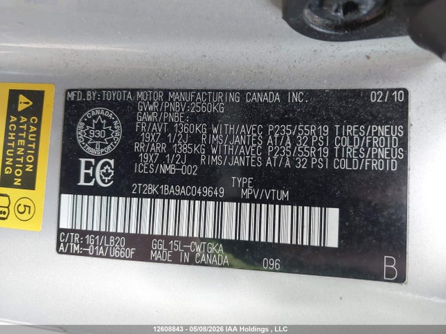 Продажа на аукционе авто 2010 Lexus Rx 350, vin: 2T2BK1BA9AC049649, номер лота: 12608843