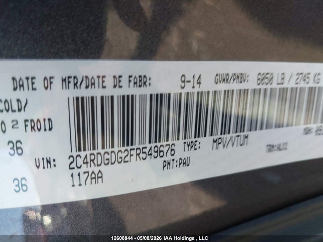 Aukcja sprzedaży 2015 Dodge Grand Caravan Crew, vin: 2C4RDGDG2FR549676, numer aukcji: 12608844