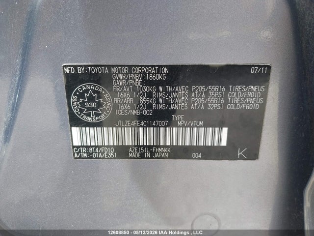 12608850 :رقم المزاد ، JTLZE4FE4C1147007 vin ، 2012 Toyota Scion Xb مزاد بيع