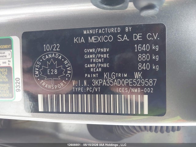 Продажа на аукционе авто 2023 Kia Rio, vin: 3KPA35AD0PE529587, номер лота: 12608851