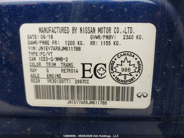 JN1EV7AR6JM611788 Infiniti Q50 3.0t Luxe/3.0t Signature Edition/3.0t Sport