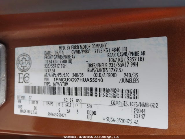 1FMCU9G97HUA55510 Ford ESCAPE SE