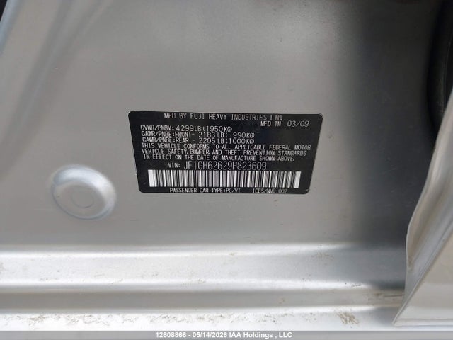 12608866 :رقم المزاد ، JF1GH62629H823609 vin ، 2009 Subaru Impreza 2.5 I Sport Package مزاد بيع