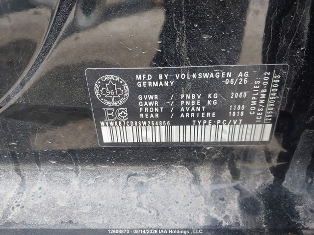 2025 Volkswagen Golf R Black Edition მანქანა იყიდება აუქციონზე, vin: WVWKB7CD8SW254856, აუქციონის ნომერი: 12608873