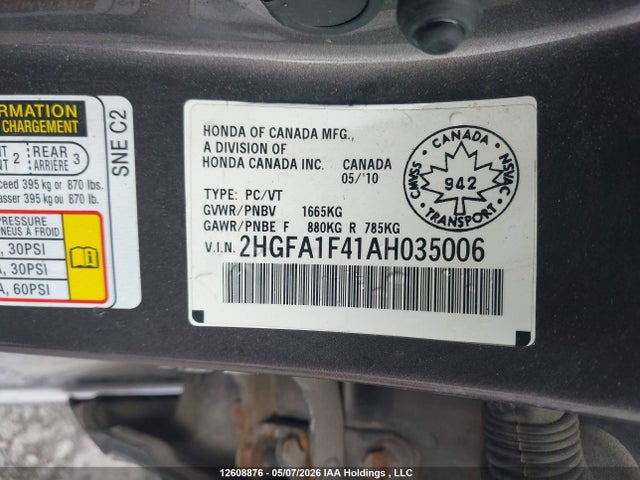 Продаж на аукціоні авто 2010 Honda Civic Dx-g, vin: 2HGFA1F41AH035006, номер лоту: 12608876