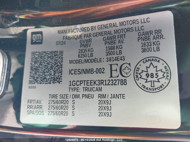 Продажа на аукционе авто 2024 Chevrolet Colorado Trail Boss, vin: 1GCPTEEK3R1232788, номер лота: 12608878