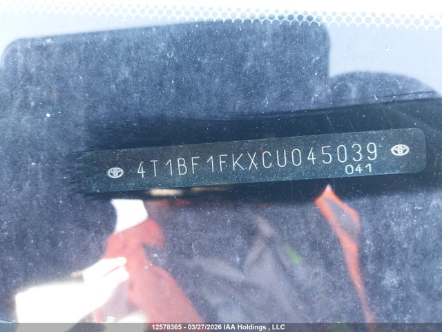 2012 Toyota Camry Se/le/xle მანქანა იყიდება აუქციონზე, vin: 4T1BF1FKXCU045039, აუქციონის ნომერი: 12578365