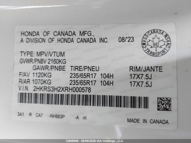 Продаж на аукціоні авто 2024 Honda Cr-v Lx-b, vin: 2HKRS3H2XRH000578, номер лоту: 12608886