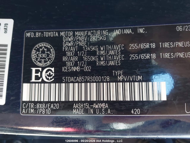 Aukcja sprzedaży 2024 Toyota Grand Highlander Hybrid Xle, vin: 5TDACAB57RS000128, numer aukcji: 12608896