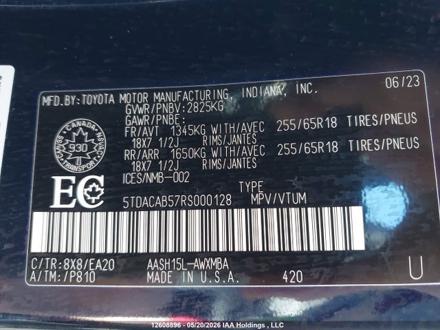 Aukcja sprzedaży 2024 Toyota Grand Highlander Hybrid Xle, vin: 5TDACAB57RS000128, numer aukcji: 12608896