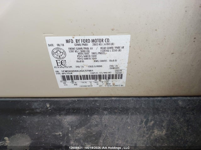 1FM5K8D8XJGC57881 Ford Explorer