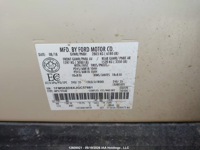 1FM5K8D8XJGC57881 Ford Explorer