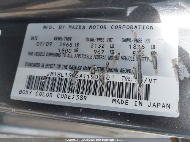 12608932 :رقم المزاد ، JM1BL1SF5A1190560 vin ، 2010 Mazda Mazda3 مزاد بيع