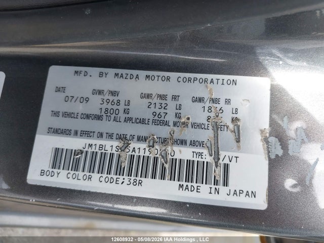 12608932 :رقم المزاد ، JM1BL1SF5A1190560 vin ، 2010 Mazda Mazda3 مزاد بيع