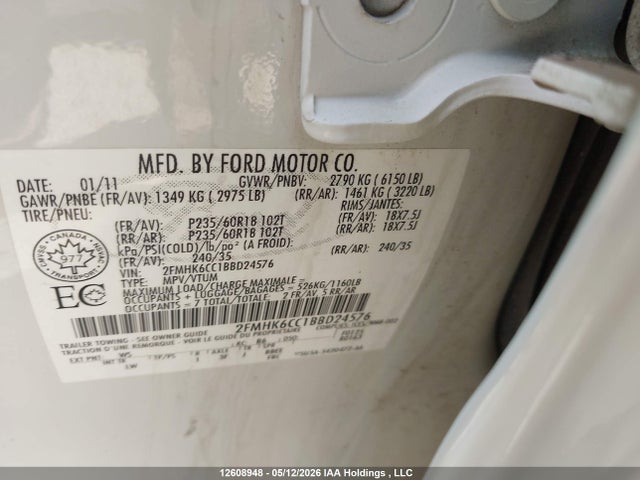 Продаж на аукціоні авто 2011 Ford Flex Sel, vin: 2FMHK6CC1BBD24576, номер лоту: 12608948