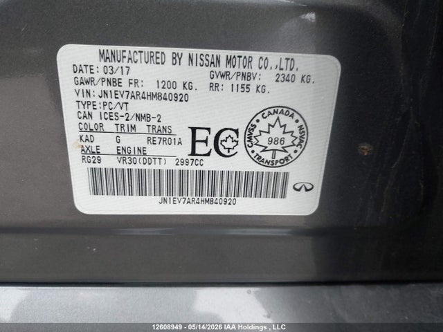 JN1EV7AR4HM840920 Infiniti Q50 3.0t