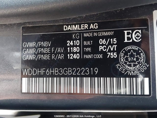 Aukcja sprzedaży 2016 Mercedes-benz E 400 4matic, vin: WDDHF6HB3GB222319, numer aukcji: 12608952