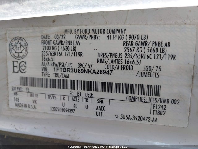 1FTBR3U89NKA26947 Ford Transit T-250