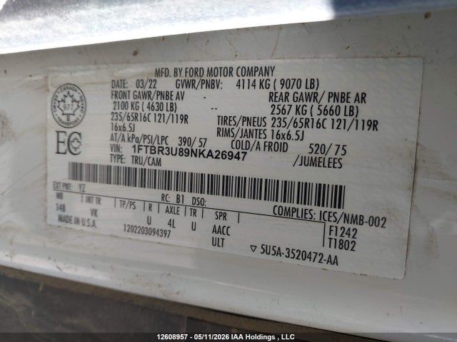 1FTBR3U89NKA26947 Ford Transit T-250