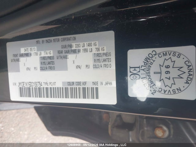 Aukcja sprzedaży 2013 Mazda Mazda2, vin: JM1DE1KY9D0168754, numer aukcji: 12608958