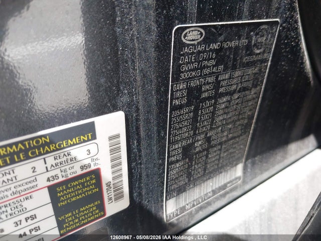 Aukcja sprzedaży 2016 Land Rover Range Rover Sport Hst Le, vin: SALWS2PF3GA117045, numer aukcji: 12608967