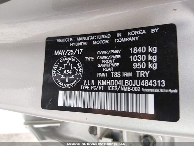 Aukcja sprzedaży 2018 Hyundai Elantra Sport, vin: KMHD04LB0JU484313, numer aukcji: 12608968