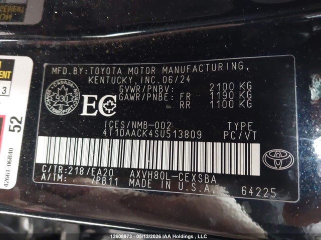 Aukcja sprzedaży 2025 Toyota Camry Se, vin: 4T1DAACK4SU513809, numer aukcji: 12608973
