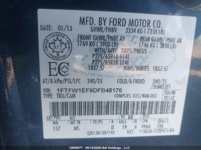 Продаж на аукціоні авто 2013 Ford F-150 Xlt, vin: 1FTFW1EF9DFB48176, номер лоту: 12608977