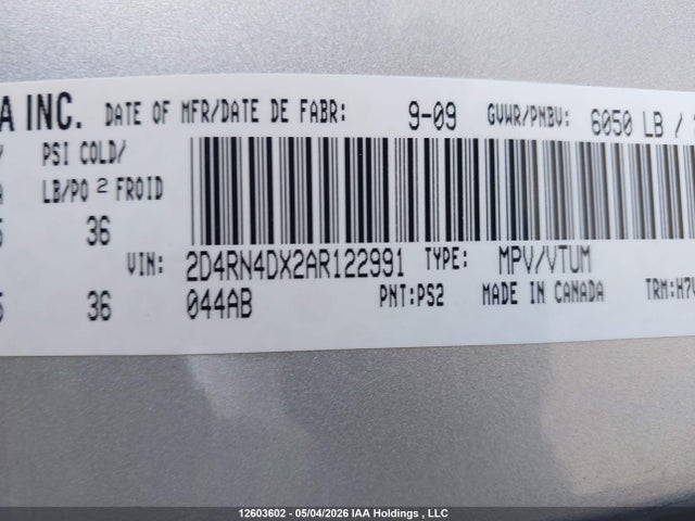 Aukcja sprzedaży 2010 Dodge Grand Caravan Se, vin: 2D4RN4DX2AR122991, numer aukcji: 12603602
